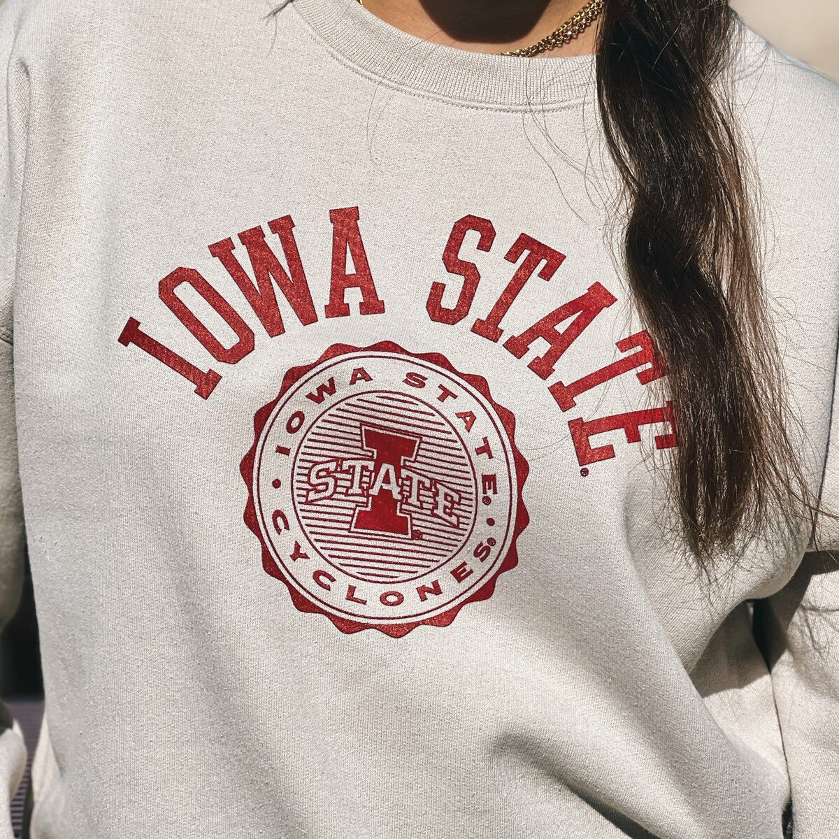 Champion® Women's Iowa State Seal Oatmeal Crewneck